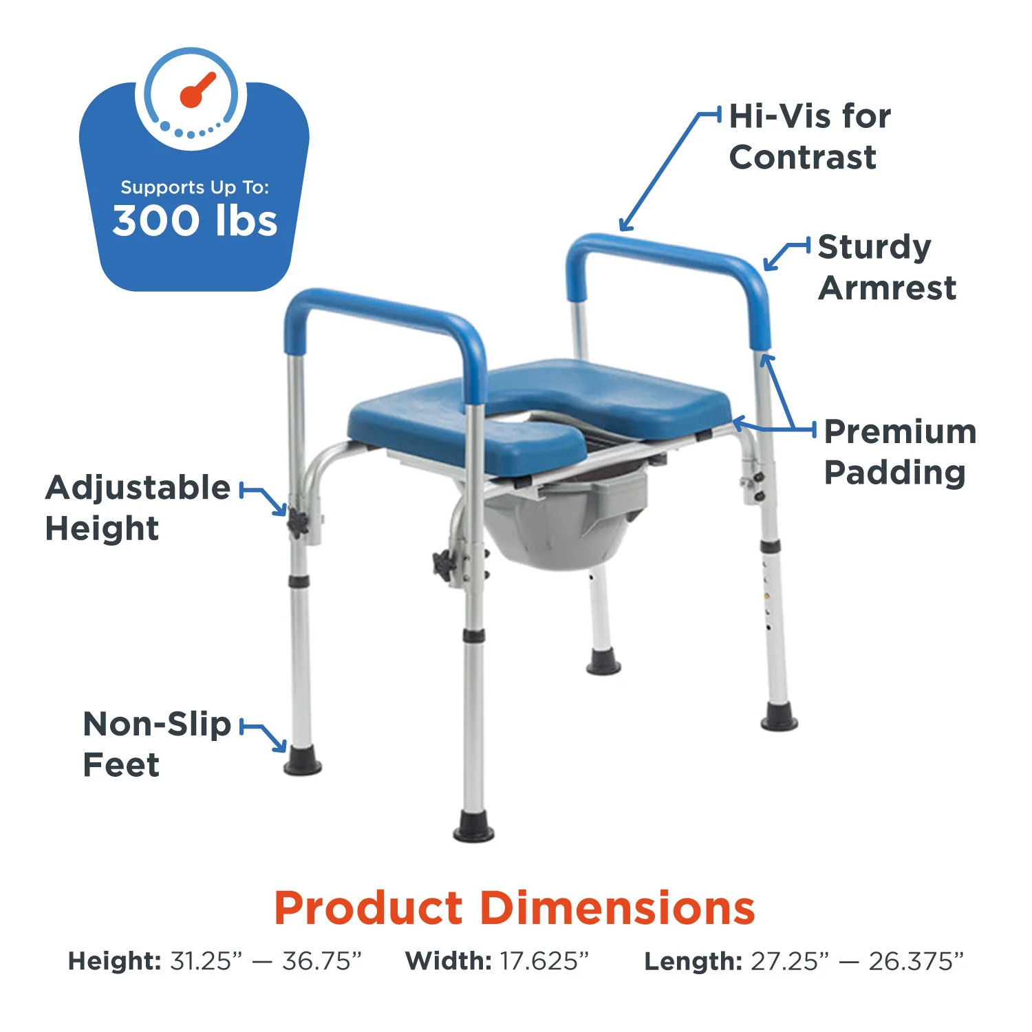 Journey SoftSecure 3-in-1 Commode Chair for Home & Bedside Use - Image 3