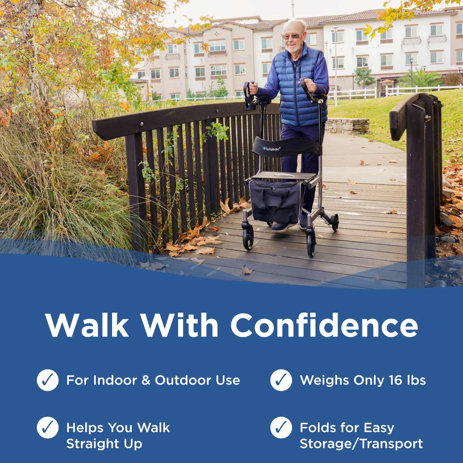 Journey UPWalker EZ Lite – Lightweight Folding Rollator for Seniors - Image 3