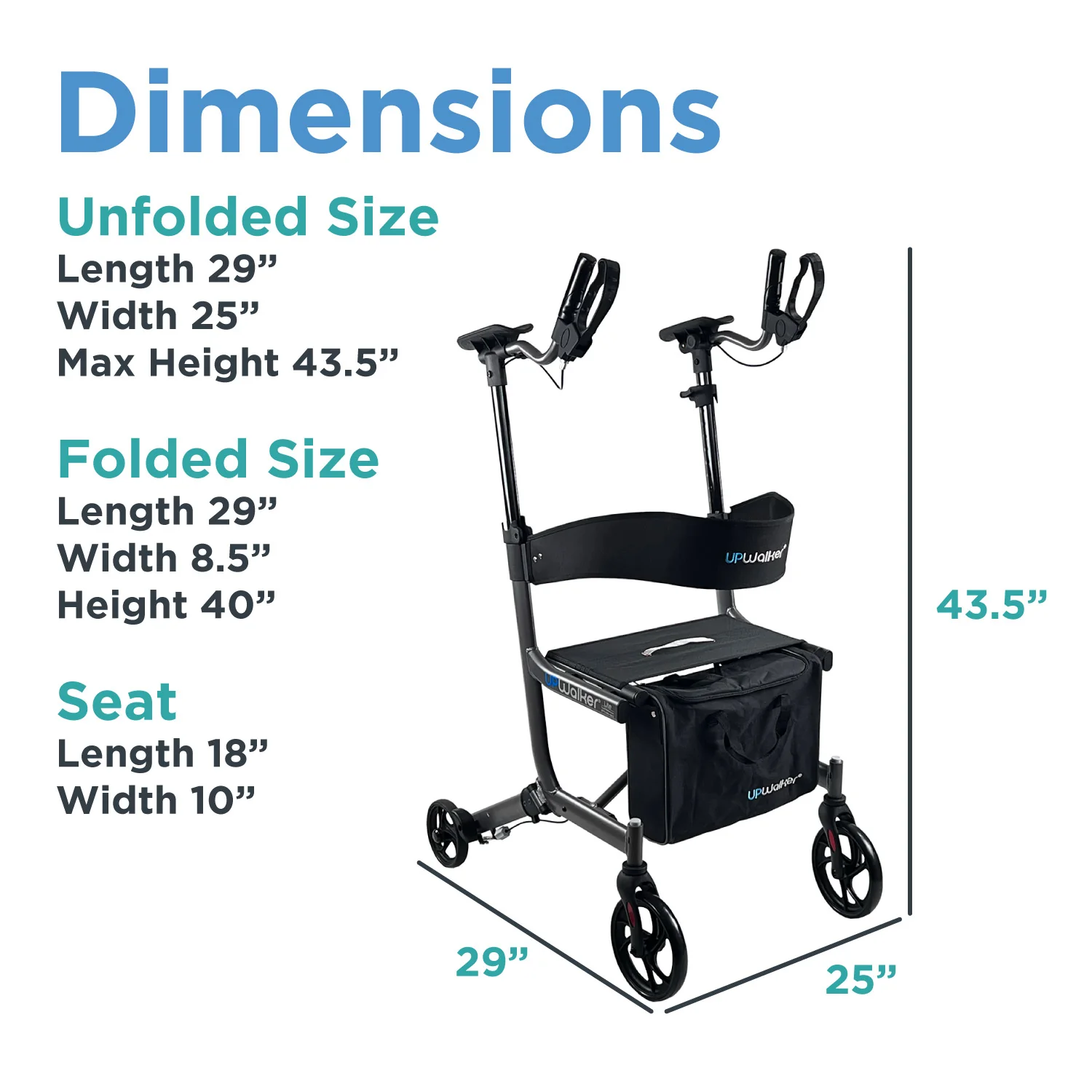 Journey UPWalker EZ Lite – Lightweight Folding Rollator for Seniors - Image 6